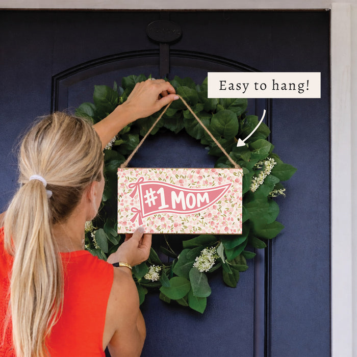 #1 Mom Penant Flag Twine Sign
