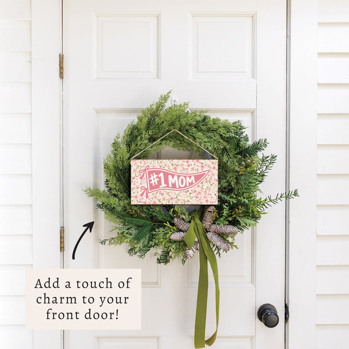#1 Mom Penant Flag Twine Sign