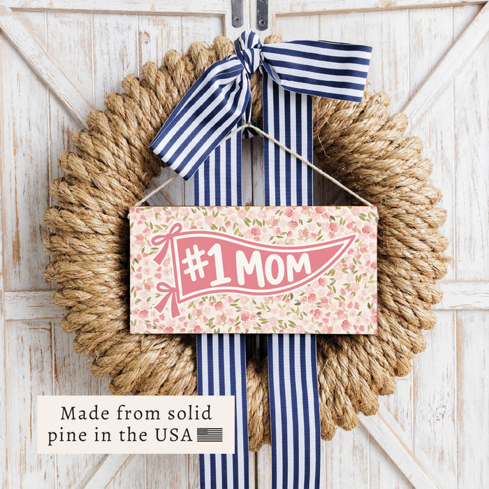 #1 Mom Penant Flag Twine Sign
