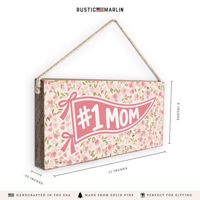 #1 Mom Penant Flag Twine Sign