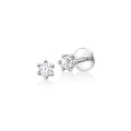 Sterling silver diamond stud earrings with round stones, .10 ct t.w.