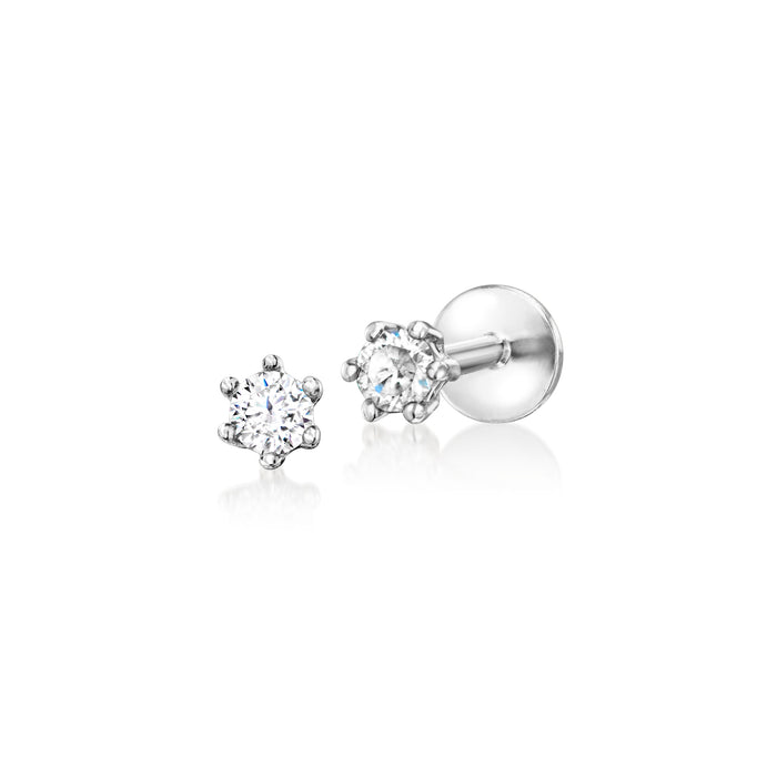 Sterling silver diamond stud earrings with round stones, .10 ct t.w.