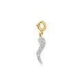 Gold over sterling charm with diamond-studded Italian horn shape and hanging loop