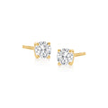 14kt yellow gold round diamond stud earrings with prong settings
