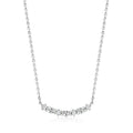Sterling silver curved bar diamond necklace with round and baguette stones