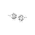 Sterling silver bezel-set diamond stud earrings with two round lab-grown stones
