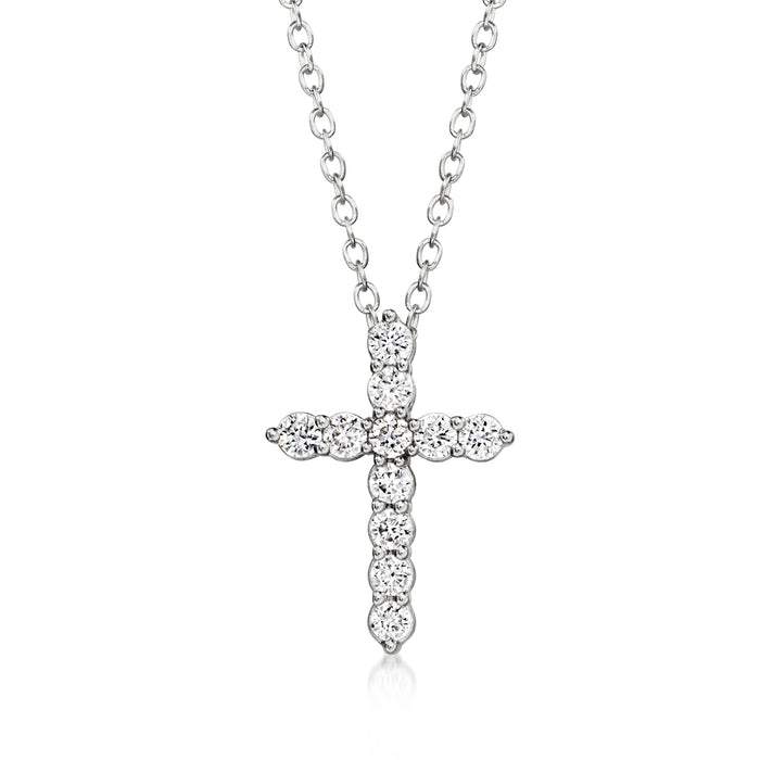 Sterling silver cross pendant necklace with lab-grown diamonds