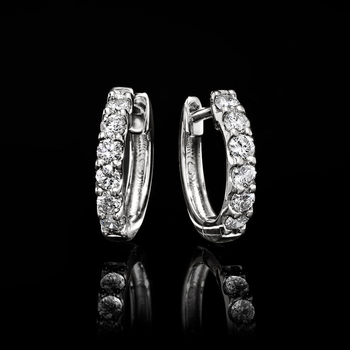 Sterling silver lab-grown diamond hoop earrings