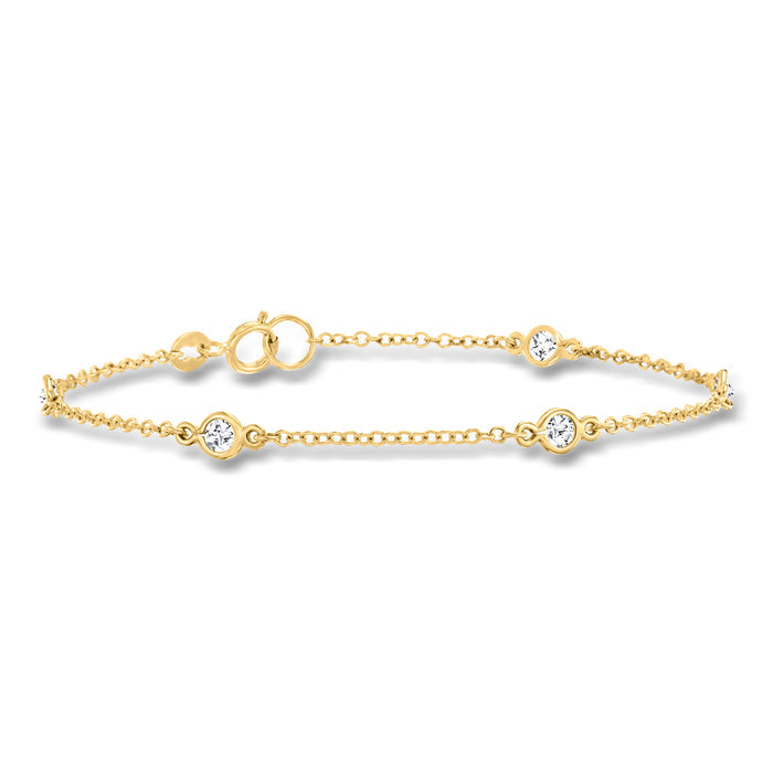 .50 ct. t.w. Bezel-Set CZ Station Bracelet in 18kt Gold Over Sterling