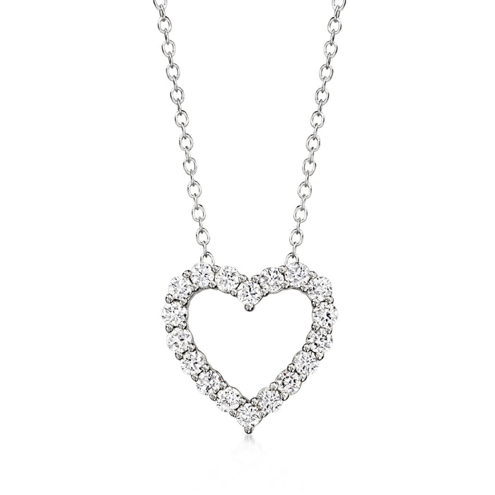 Sterling silver heart pendant necklace with lab-grown diamond-style sparkle