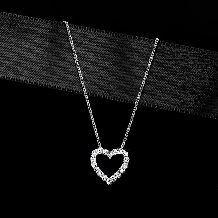 Sterling silver lab-grown diamond heart pendant necklace