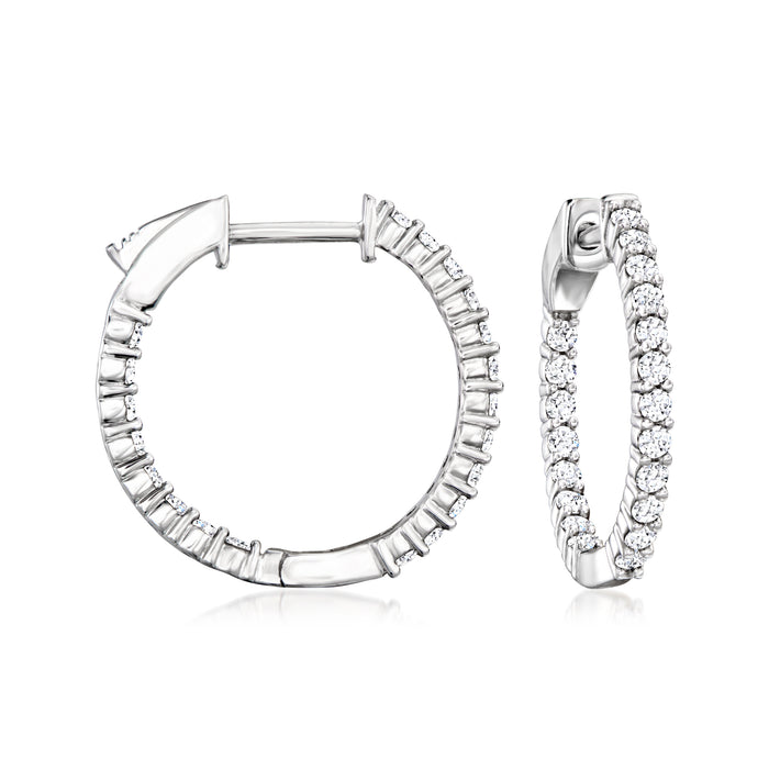 Sterling silver inside-outside hoop earrings with round lab-grown diamonds