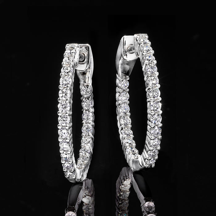 Lab-grown diamond inside-outside hoop earrings in sterling silver
