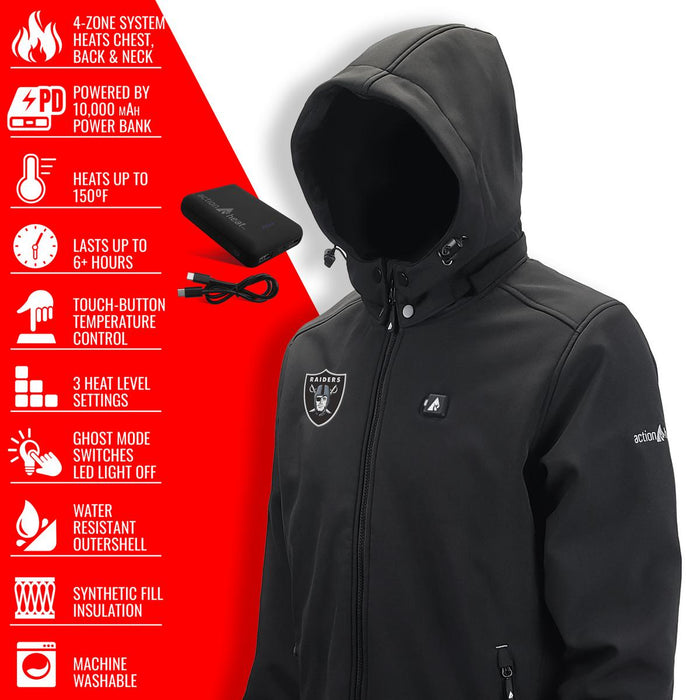 ActionHeat Las Vegas Raiders 5V Men's Softshell Battery Heated Jacket