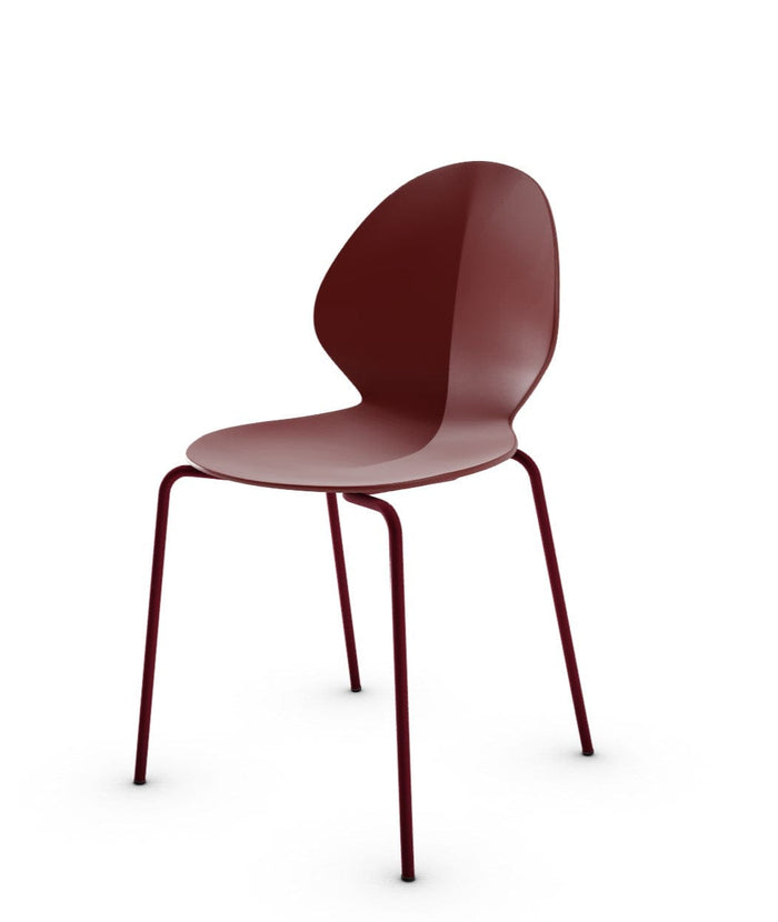 Chaise Calligaris Rouge - Basil (Pieds en métal) (CS1359) avec design en forme de feuille et structure en métal-2