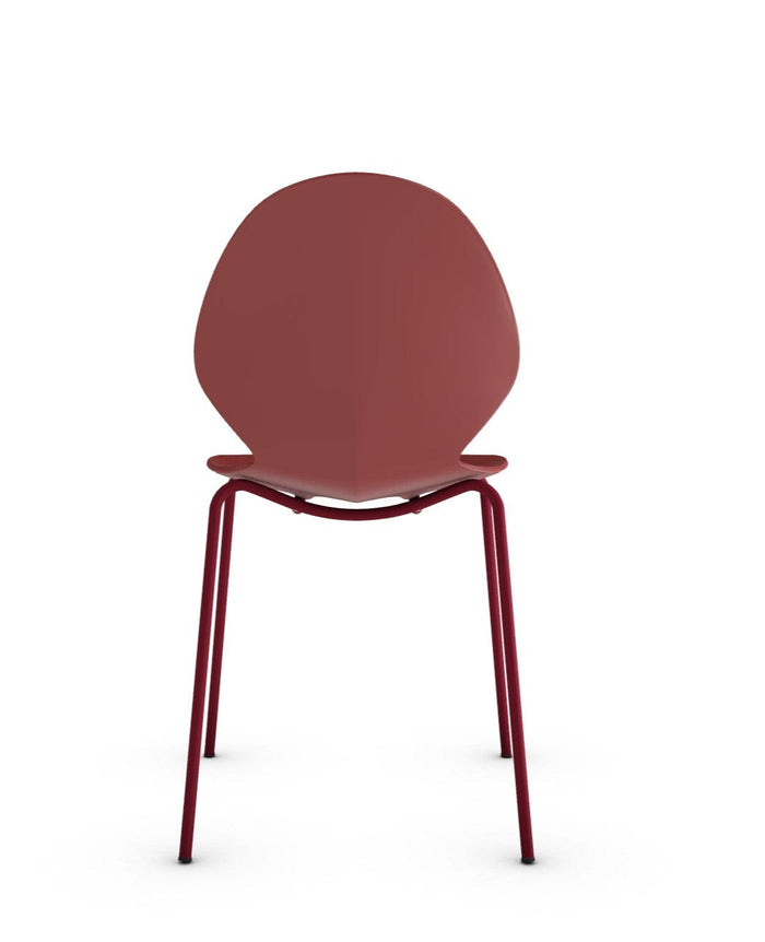 Chaise Calligaris Rouge - Basil (Pieds en métal) (CS1359) avec design en forme de feuille et structure en métal-3