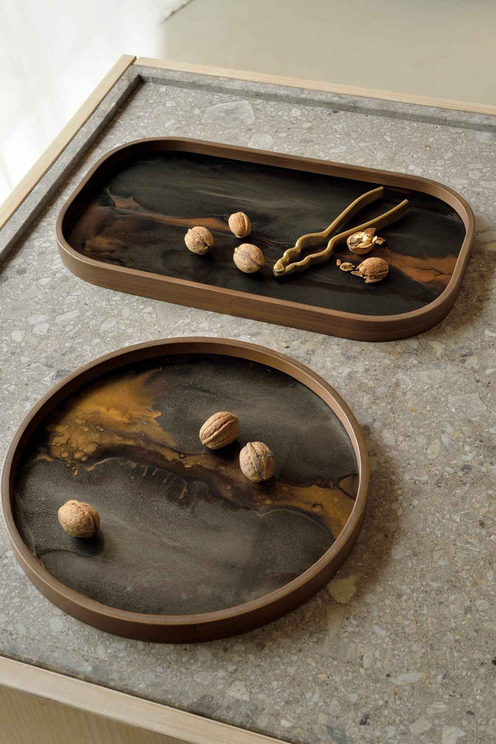 Plateau Vide-Poche Organic en Verre Bronze Ethnicraft, 42 x 24 x 3 cm-2