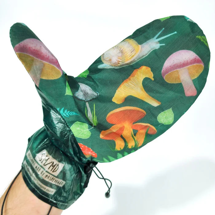 High Tail Designs - Ultralight Rain Mitts "Forest Mushroom" by Ash Ryan