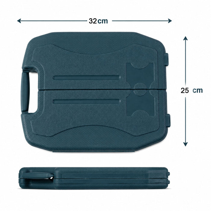 Dimensions and compact design of the home tool kit carry case.