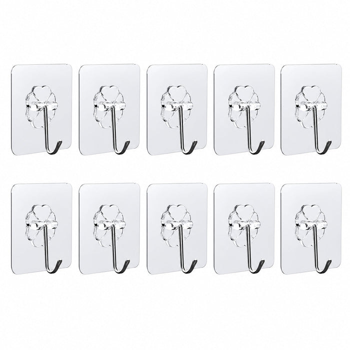 Transparent adhesive hooks set on wall