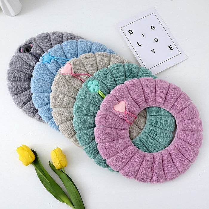 A clean bathroom setting showcasing the washable and warm Toilet Seat Cover for everyday hygiene.