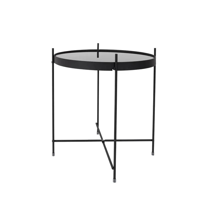 Table d’appoint Zuiver Cupid noire avec plateau en verre-01